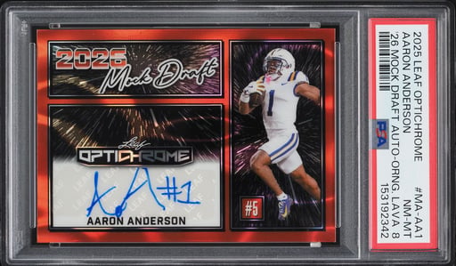 2025 Leaf Optichrome '26 Mock Draft Orange Lava Aaron Anderson AUTO #MA-AA1 PSA 8 NM-MT