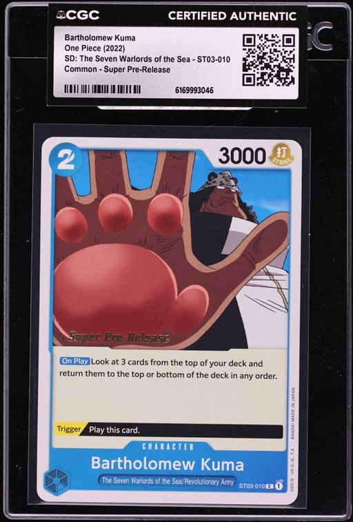 2022 One Piece SD: The Seven Warlords Of The Sea Super Pre-Release Bartholomew Kuma CGC AUTH