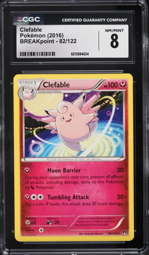 2016 Pokemon XY BREAKpoint Clefable #82 CGC 8 NM-MT