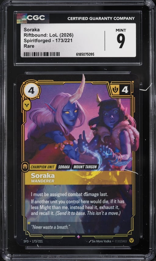 2026 Riftbound League Of Legends Spiritforged Soraka #173 CGC 9 MINT