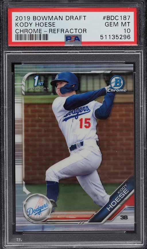 2019 Bowman Chrome Draft Refractor Kody Hoese ROOKIE #BDC-187 PSA 10 GEM MINT