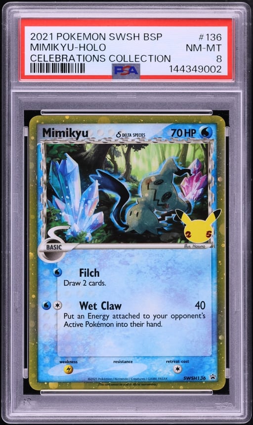 2021 Pokemon Sword & Shield Promo Celebrations Holo Mimikyu #SWSH136 PSA 8 NM-MT