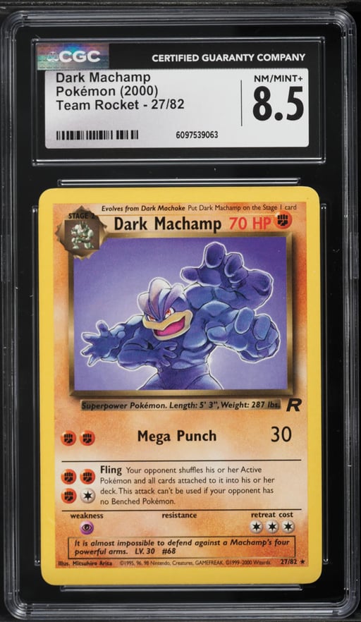 2000 Pokemon Team Rocket Dark Machamp #27 CGC 8.5 NM-MT+