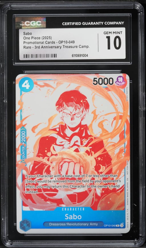2025 One Piece Promo 3rd Anniversary Treasure Camp Sabo #OP10-049 CGC 10 GEM MINT
