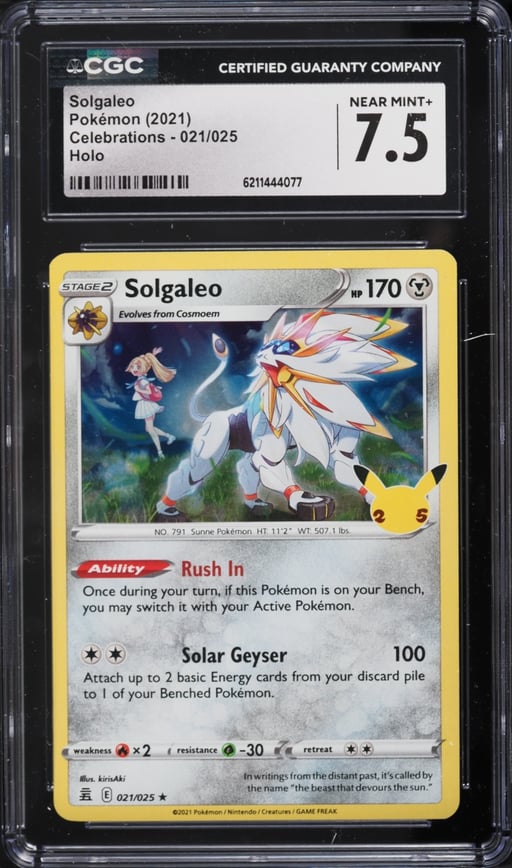 2021 Pokemon Sword & Shield Celebrations Holo Solgaleo #21 CGC 7.5 NRMT+