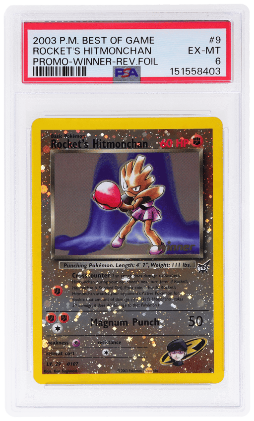 2003 Best of Game Promos Reverse Holo Winner Rocket's Hitmonchan #9 PSA 6