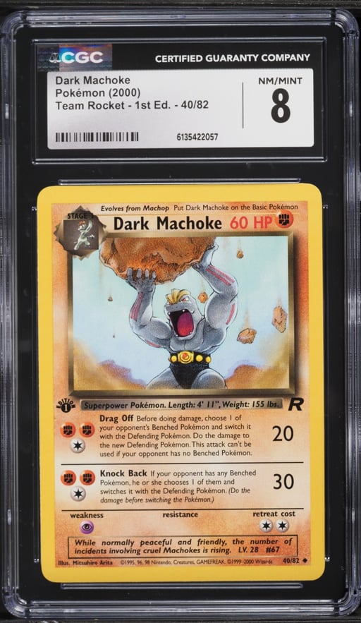 2000 Pokemon Team Rocket 1st Edition Dark Machoke #40 CGC 8 NM-MT