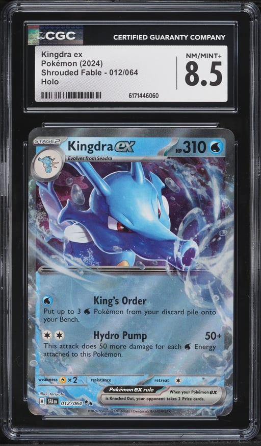 2024 Pokemon Scarlet & Violet Shrouded Fable Holo Kingdra EX #12 CGC 8.5 NM-MT+
