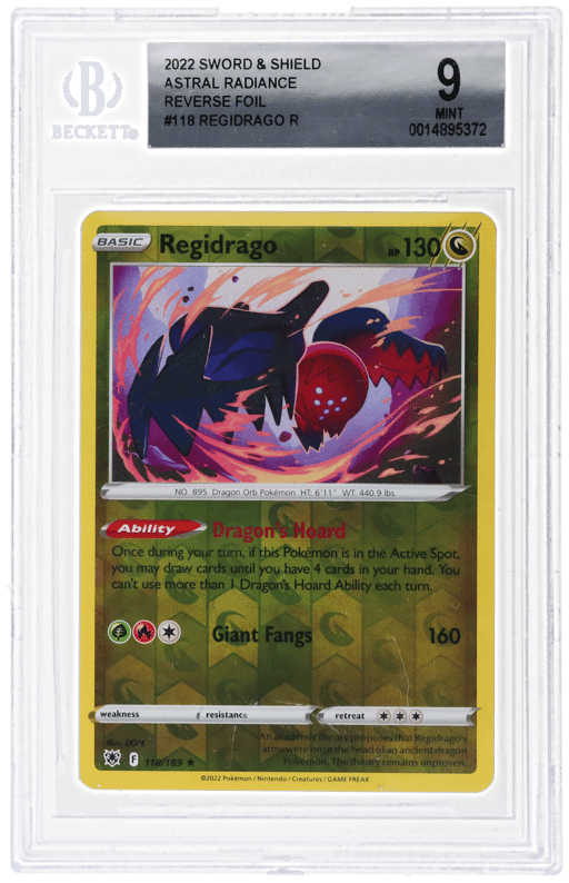 2022 Pokemon Sword and Shield Astral Radiance Reverse Holo Regidrago #118 BGS 9