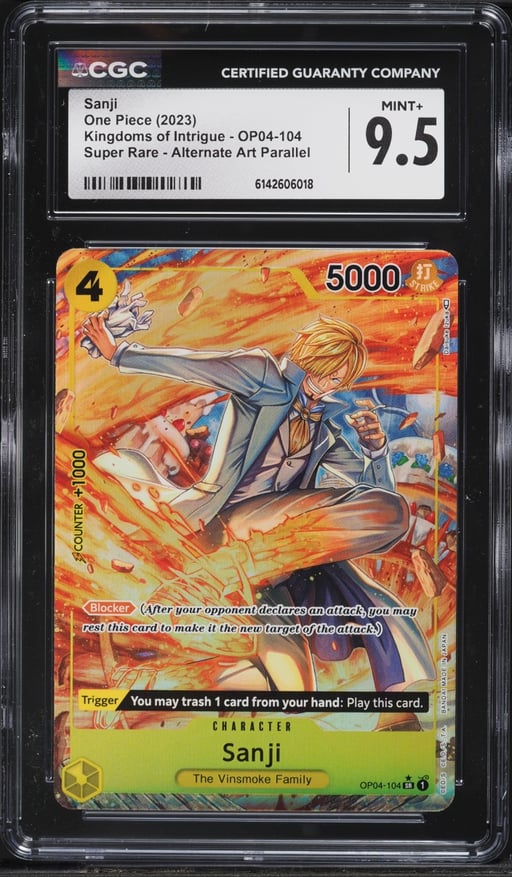2023 One Piece Kingdoms Of Intrigue Alt Art Sanji #OP04-104 CGC 9.5 MINT+