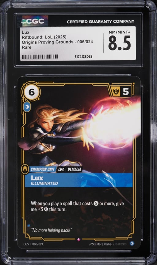 2025 Riftbound: LoL Origins Proving Grounds Lux #006 CGC 8.5 NM-MT+