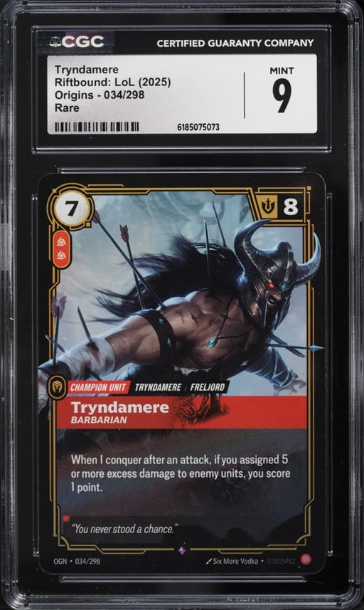 2025 Riftbound League Of Legends LoL Origins Tryndamere #34 CGC 9 MINT