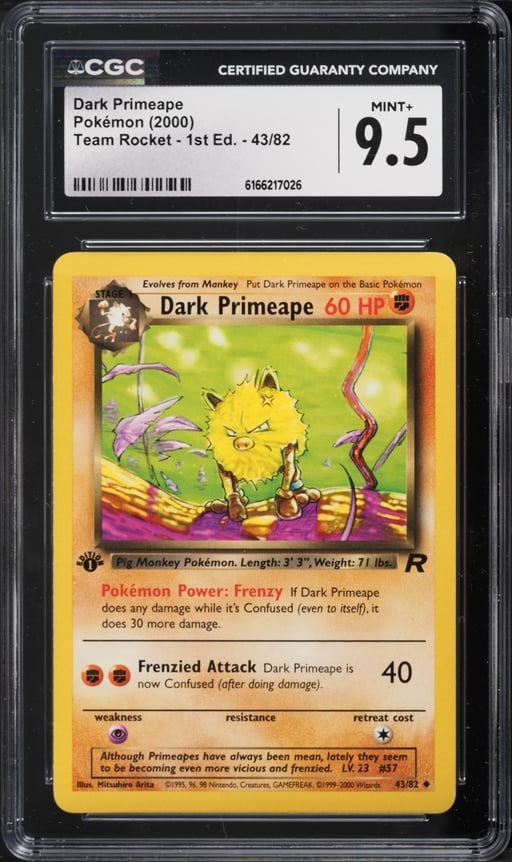 2000 Pokemon Team Rocket 1st Edition Dark Primeape #43 CGC 9.5 MINT+