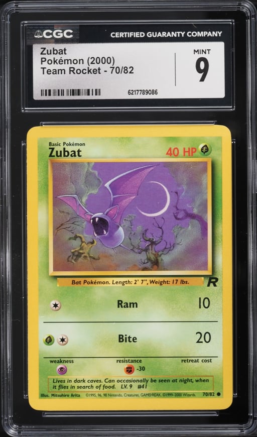 2000 Pokemon Team Rocket Zubat #70 CGC 9 MINT