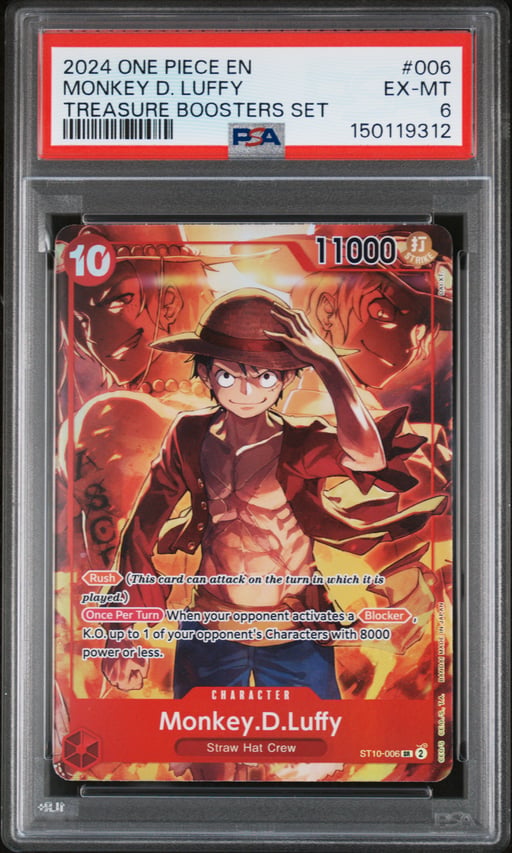 2024 ONE PIECE PROMOS 006 MONKEY D. LUFFY TREASURE BOOSTERS SET PSA 6