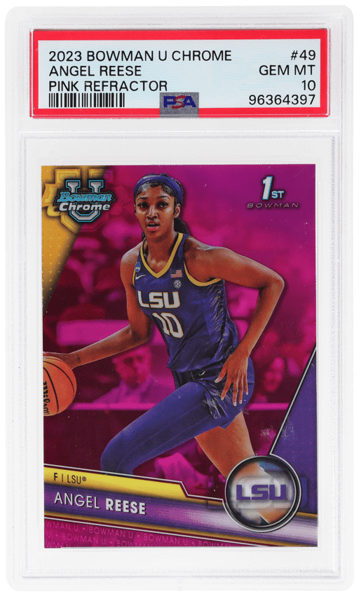 2023 Bowman Chrome University Pink Refractor Angel Reese #49 PSA 10