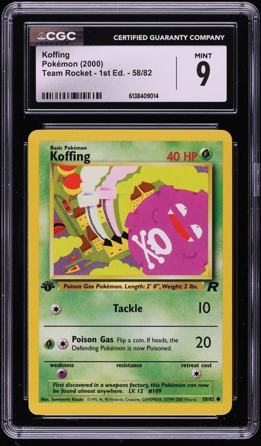 2000 Pokemon Team Rocket 1st Edition Koffing #58 CGC 9 MINT