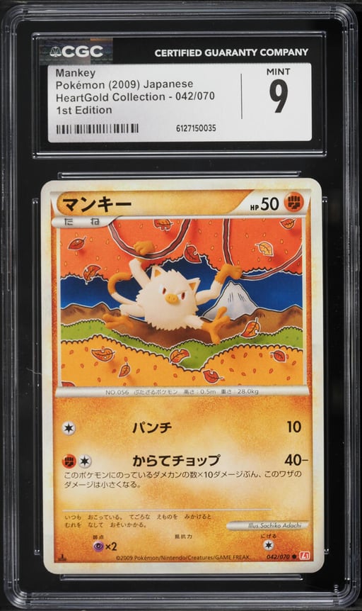 2009 Pokemon HeartGold Collection 1st Edition Mankey #042 CGC 9 MINT