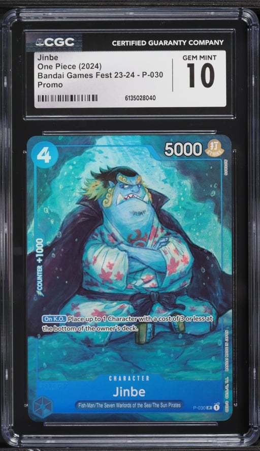 2024 One Piece Bandai Games Fest '23 Promo Alt Art Jinbe #P-030 CGC 10 GEM MINT
