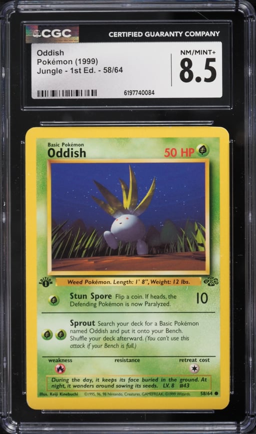 1999 Pokemon Jungle 1st Edition Oddish #58 CGC 8.5 NM-MT+