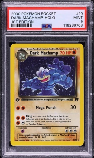 2000 Pokemon Team Rocket 1st Edition Holo Dark Machamp #10 PSA 9 MINT