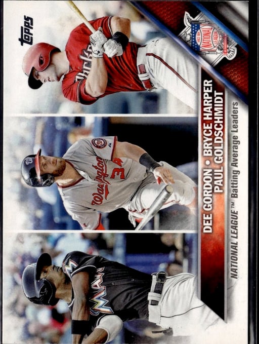 2016 2015 National League Batting Average Leaders: Paul Goldschmidt / Dee Gordon / Bryce Harper #338 Topps