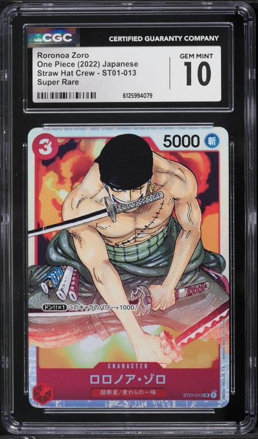 2022 One Piece Japanese Straw Hat Crew SR Roronoa Zoro #ST01-013 CGC 10 GEM MINT