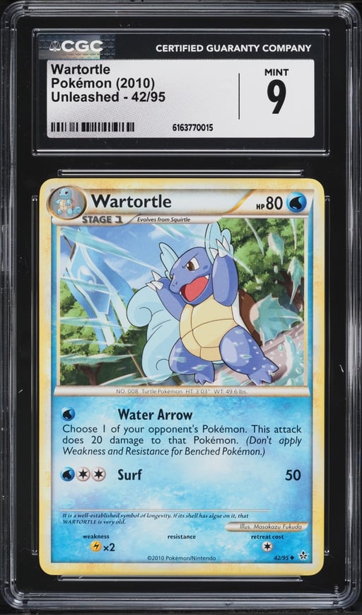 2010 Pokemon HeartGold & SoulSilver Unleashed Wartortle #42 CGC 9 MINT