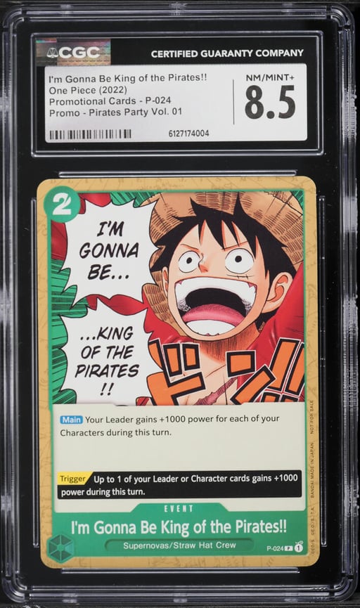2022 One Piece Promo Cards Pirates Party Gonna Be King Of The Pirates!! #P-024 CGC 8.5 NM-MT+