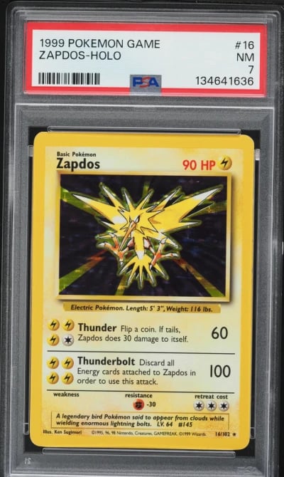 1999 Pokemon Base Set Holo Zapdos #16 PSA 7 NRMT