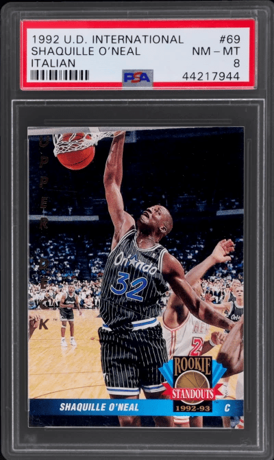 1992 Upper Deck Rookie Standouts Italian Shaquille O'Neal #69 PSA 8