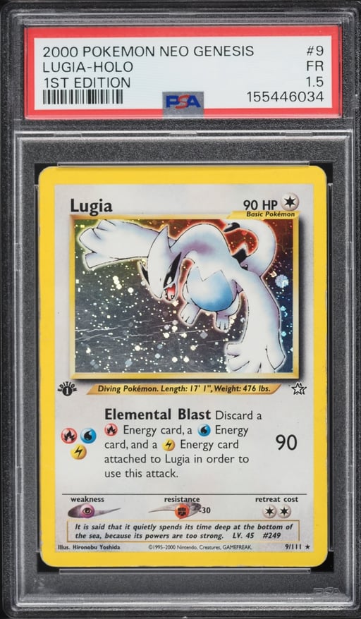 2000 Pokemon Neo Genesis 1st Edition Holo Lugia #9 PSA 1.5 FR