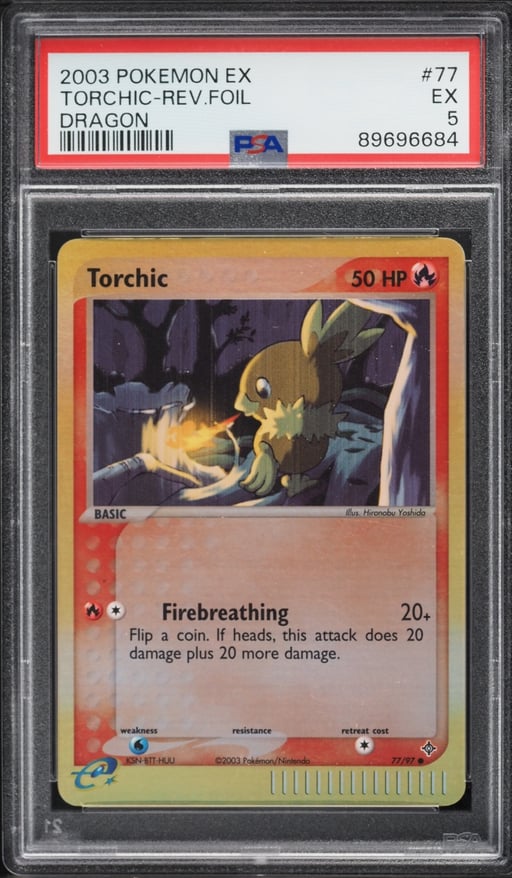 2003 Pokemon EX Dragon Reverse Holo Torchic #77 PSA 5 EX