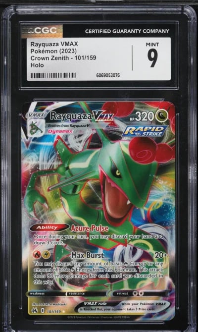 2023 Pokemon Sword & Shield Crown Zenith Rayquaza VMAX #101 CGC 9 MINT