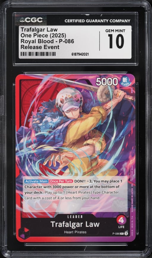 2025 One Piece Royal Blood Release Event Leader Trafalgar Law #P-086 CGC 10 GEM MINT