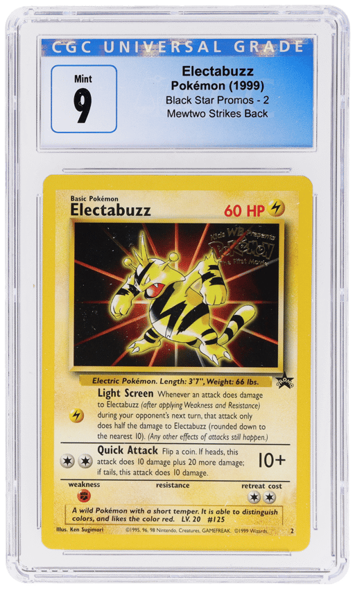 1999 Pokemon Wizards of the Coast Black Star Promo Mewtwo Strikes Back Electabuzz #2 CGC 9