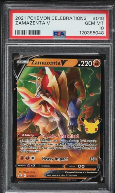 2021 Pokemon Sword & Shield Celebrations Zamazenta V #18 PSA 10 GEM MINT