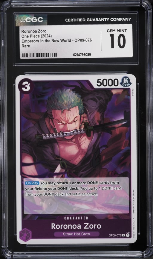 2024 One Piece Emperors In The New World Roronoa Zoro #OP09-076 CGC 10 GEM MINT