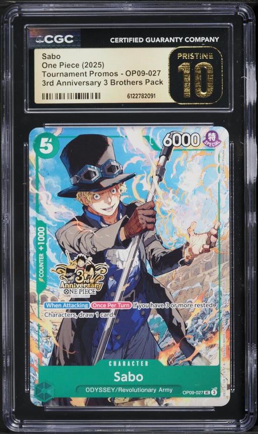 2025 One Piece Promo 3rd Anniversary 3 Brothers Pack Sabo #OP09-027 CGC 10 PRISTINE