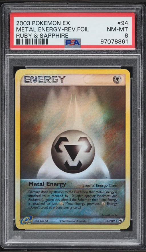 2003 Pokemon EX Ruby & Sapphire Reverse Holo Metal Energy #94 PSA 8 NM-MT