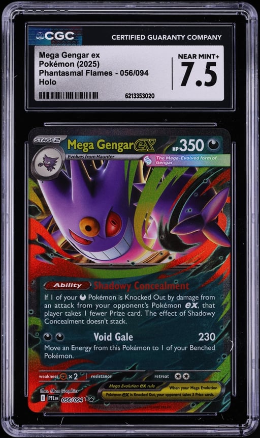2025 Pokemon Mega Evolution Phantasmal Flames Holo Mega Gengar Ex #56 CGC 7.5 NRMT+
