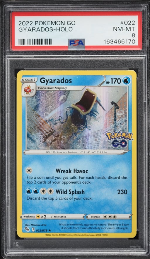 2022 Pokemon Sword & Shield Pokemon GO Holo Gyarados #22 PSA 8 NM-MT