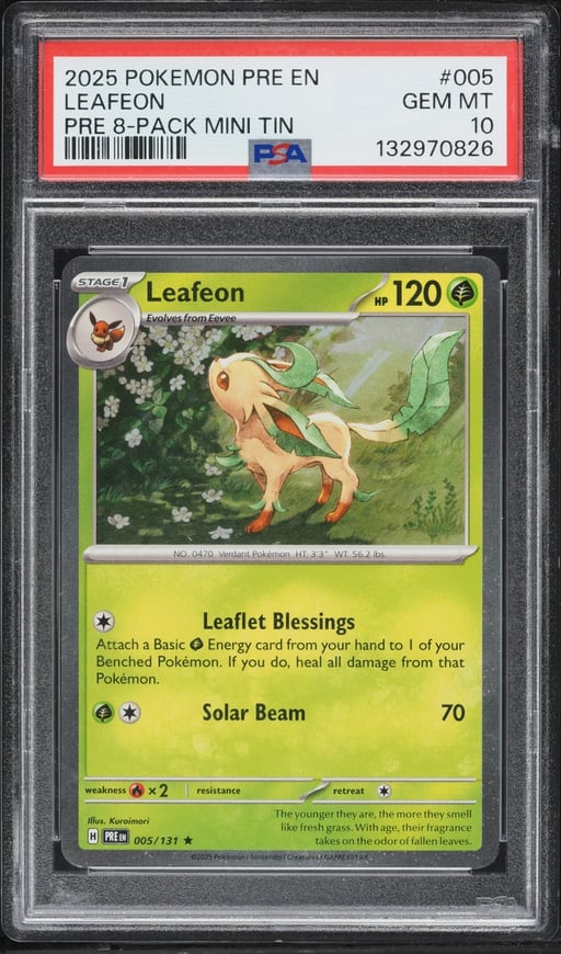 2025 Pokemon Scarlet & Violet Promo Prismatic Evolutions Mini Tin Leafeon #5 PSA 10 GEM MINT