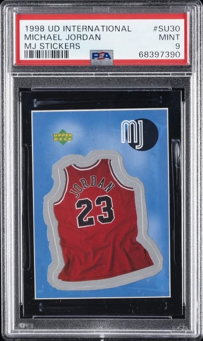 1998 UPPER DECK INTERNATIONAL MJ STICKERS #SU30 MICHAEL JORDAN PSA 9