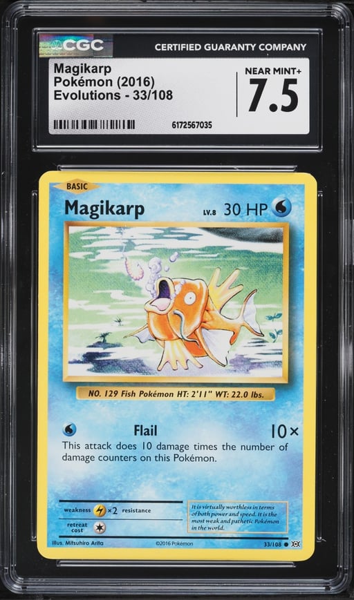 2016 Pokemon XY Evolutions Magikarp #33 CGC 7.5 NRMT+