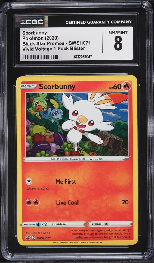 2020 Pokemon SWSH Black Star Promo Vivid Voltage Scorbunny #SWSH071 CGC 8 NM-MT
