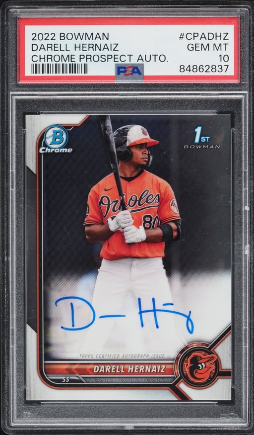 2022 Bowman Chrome Darell Hernaiz PROSPECT AUTO #CPA-DHZ PSA 10 GEM MINT