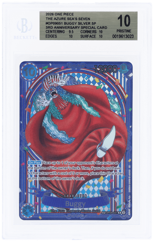 2026 One Piece the Azure Sea's Seven 3rd Anniversary Special Card Buggy #OP09051 BGS 10