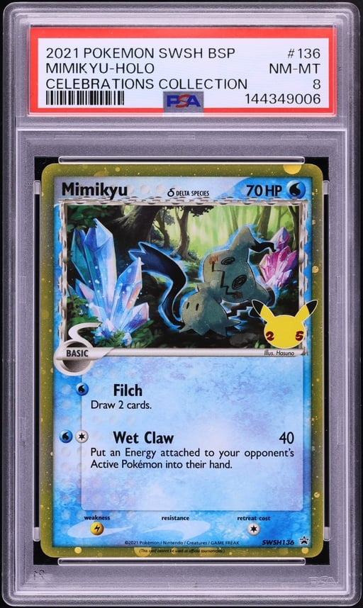 2021 Pokemon Sword & Shield Promo Celebrations Holo Mimikyu #SWSH136 PSA 8 NM-MT
