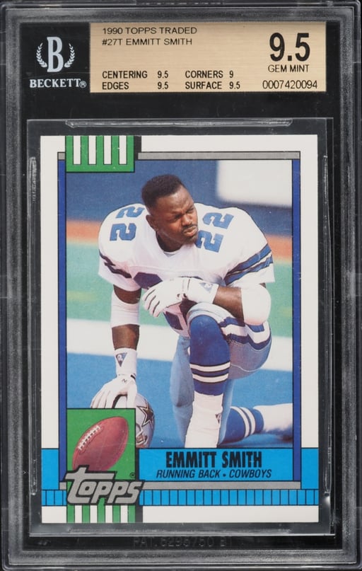 1990 Topps Traded Emmitt Smith ROOKIE #27T BGS 9.5 GEM MINT